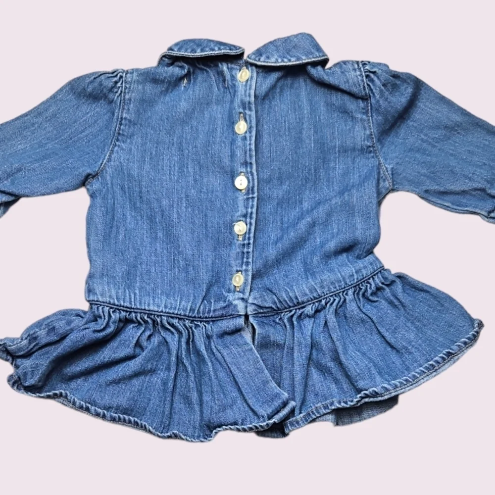 Ralph Lauren Baby Girl Long Sleeve Jean Top Size 3 Months